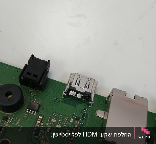 לוח אם עם חיבורים אלקטרוניים שונים
